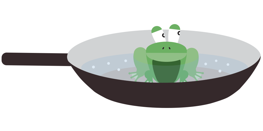 frog in a pan of water